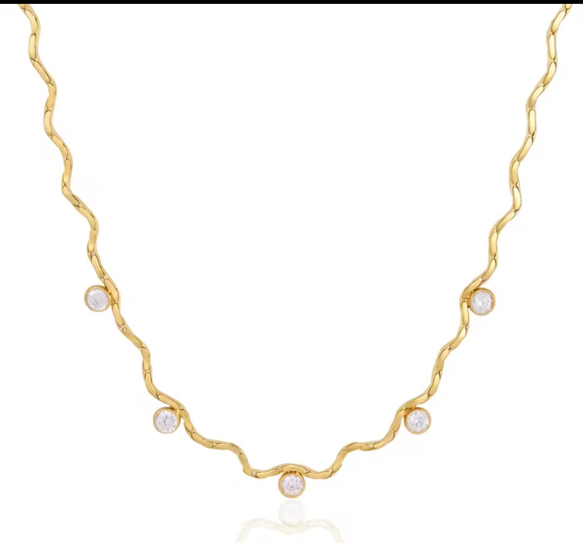 Diamond wave necklace