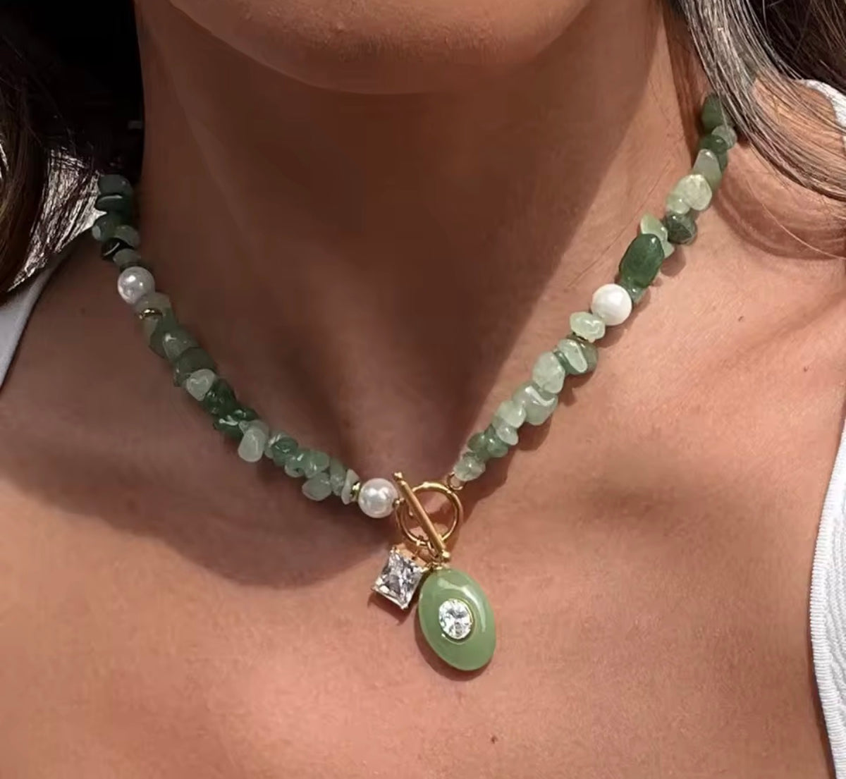 Green diamond necklace