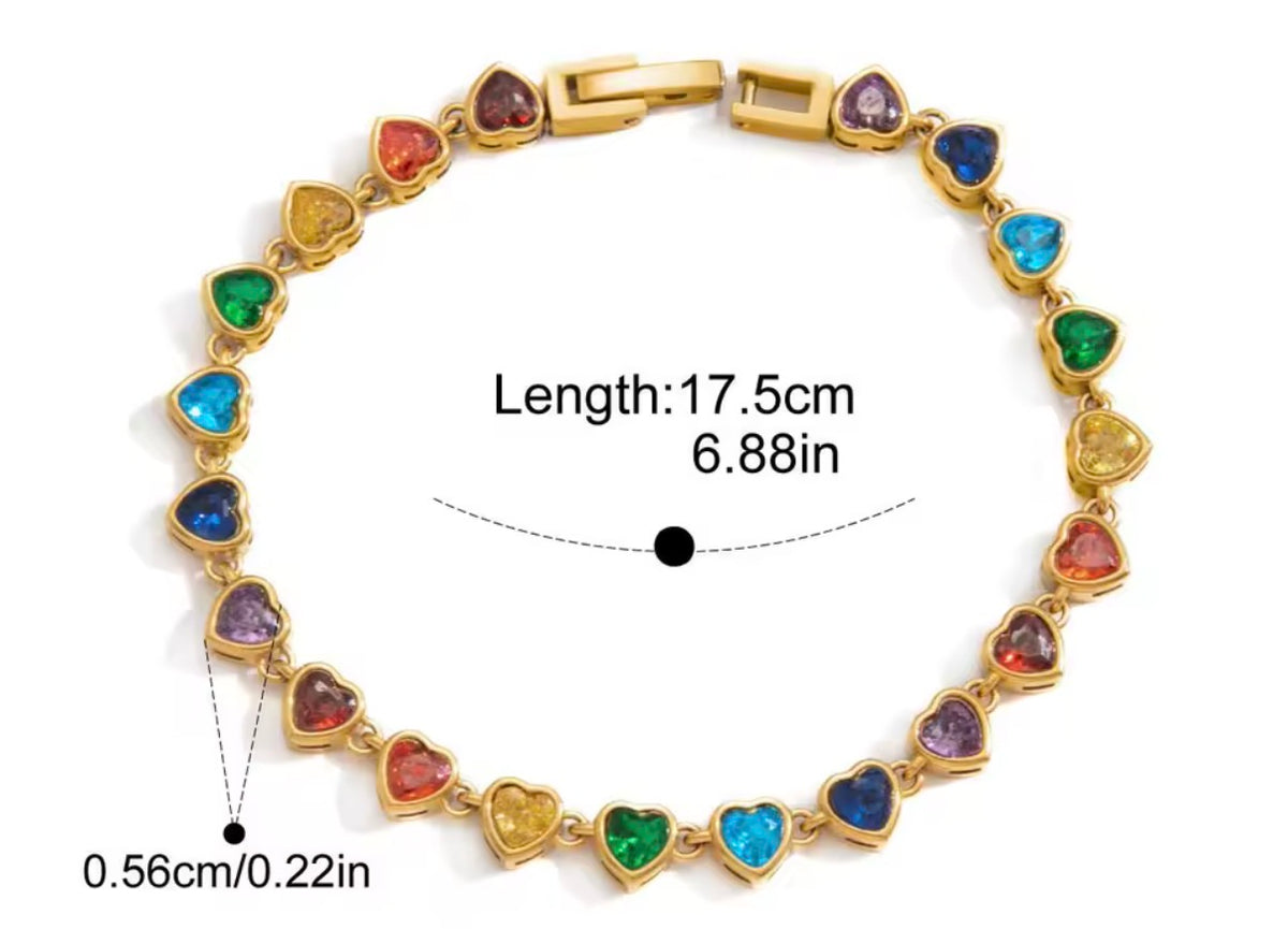 Rainbow heart bracelet