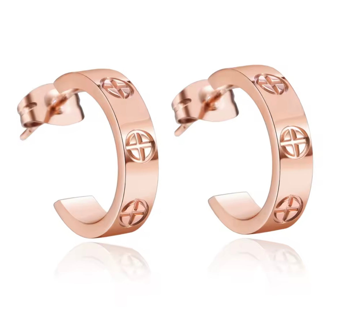 CC rose gold earrings