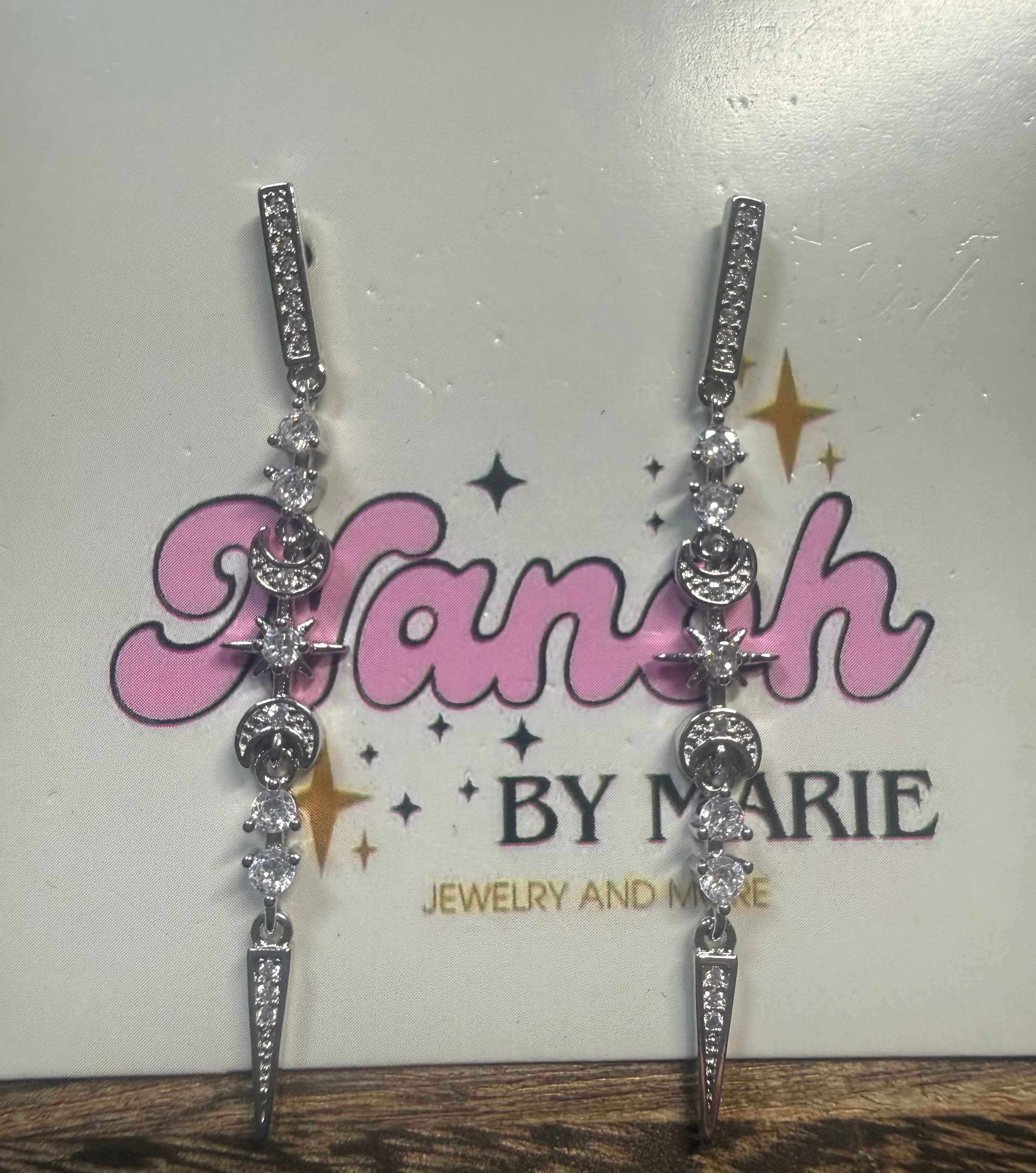 Silver moon earrings