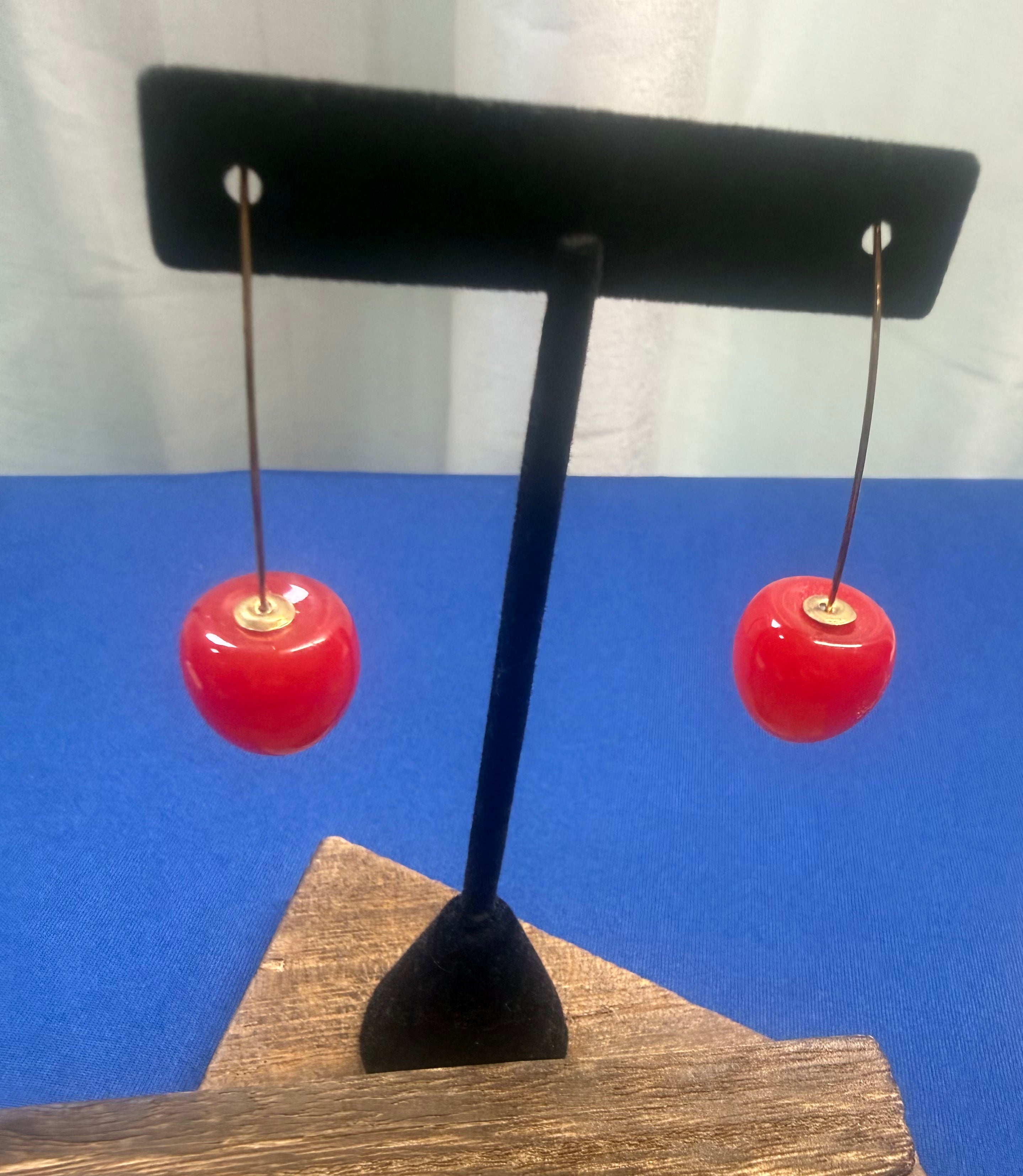 Red cherry earrings